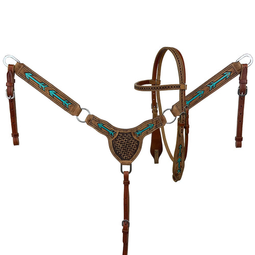 Showman Teal Arrows Browband Headstall and Breastcollar Set 8218